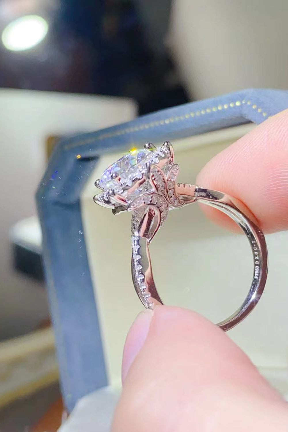 2 Carat Round Brilliant Cut Moissanite Platinum Over Pure Sterling Silver Ring - Sparkala