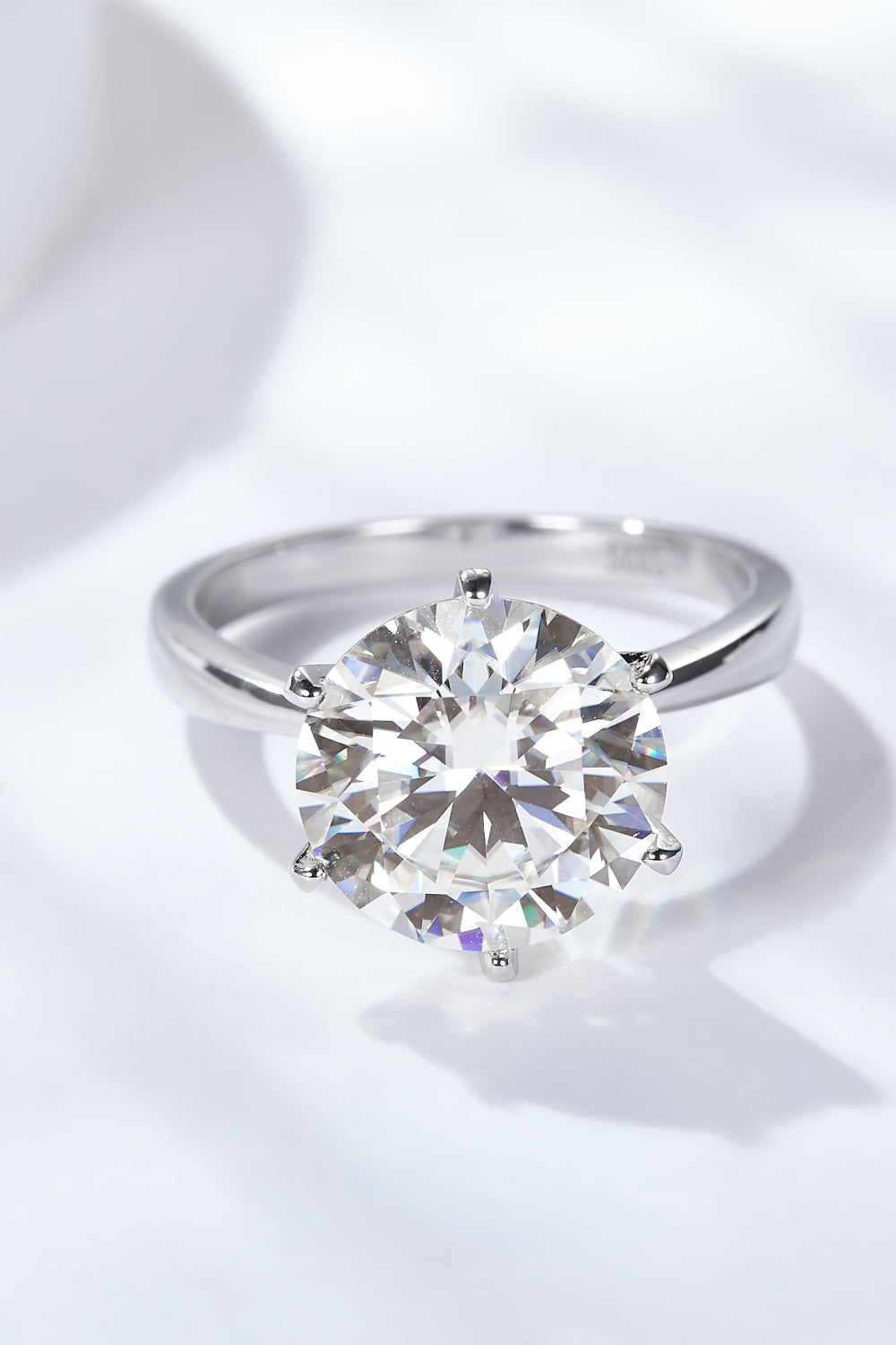 Platinum-Plated 5 Carat Brilliant Round Cut Sparkala™ Moissanite Solitaire Ring