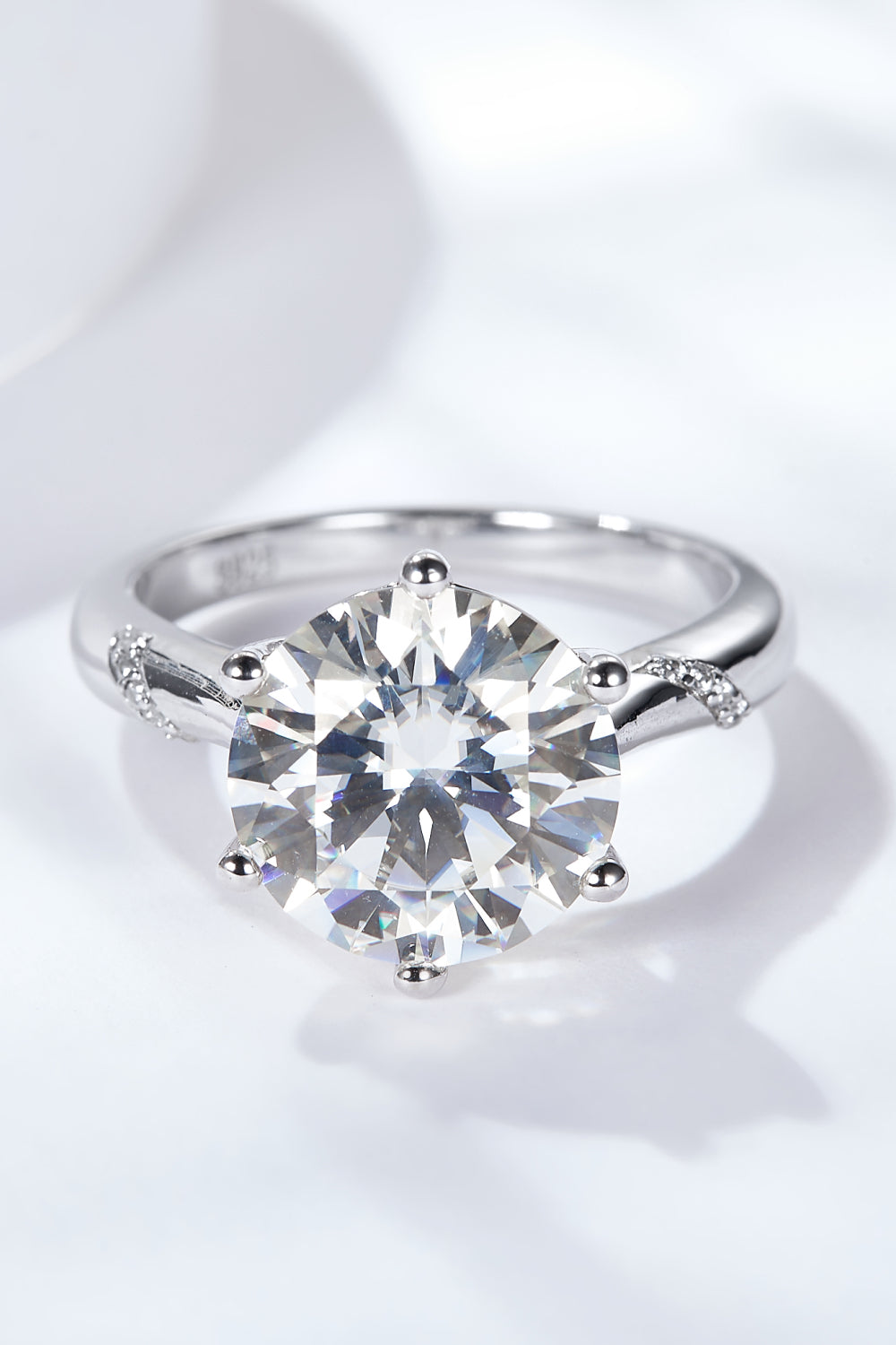 5 Carat Brilliant Round Cut Sparkala™ Moissanite Solitaire Ring (Platinum Over Pure Sterling Silver)
