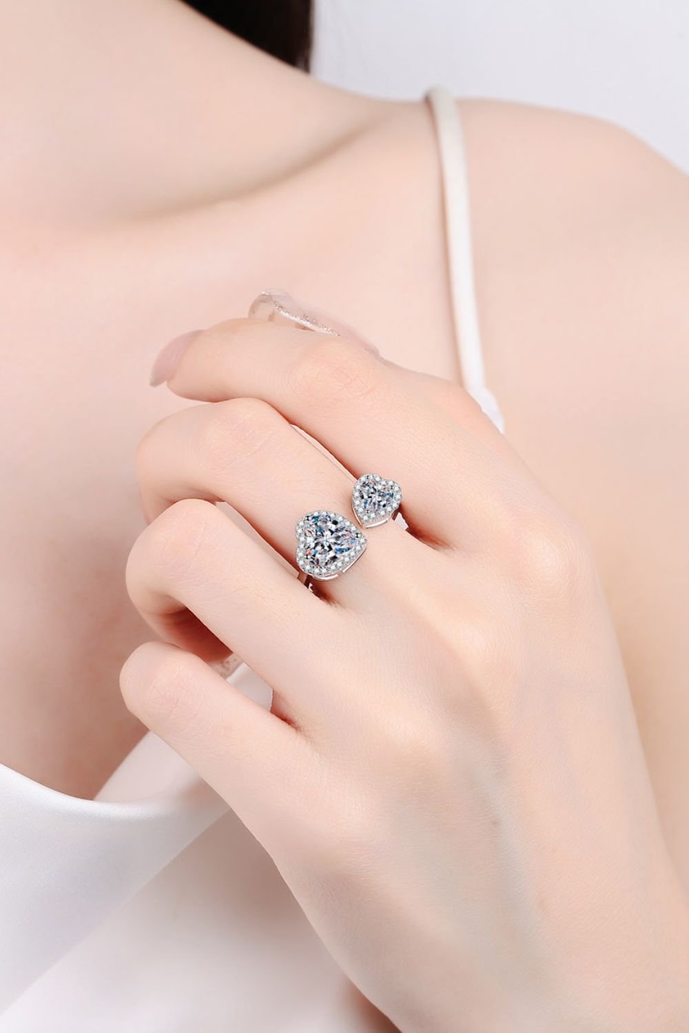 Sparkala™ Open Double Heart Ring (Platinum Over Pure Sterling Silver)