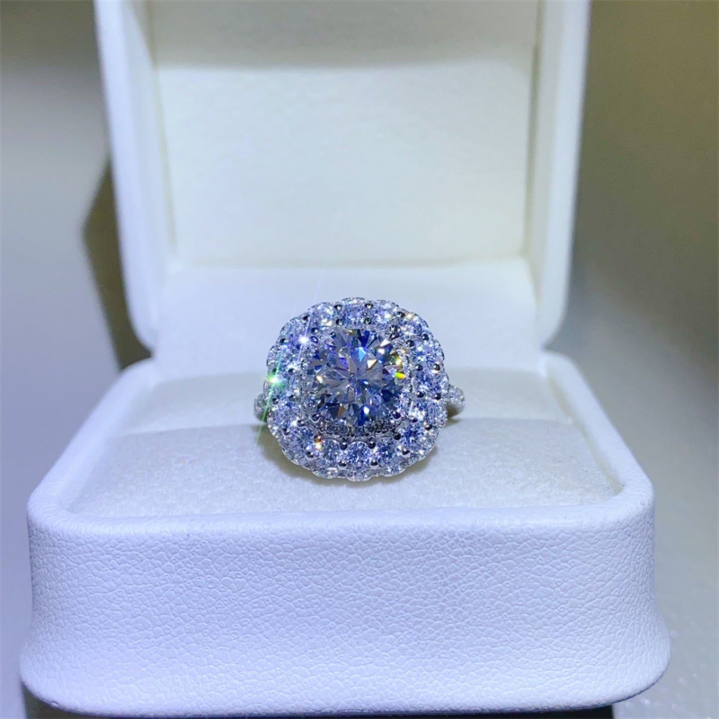 2 Carat Round Brilliant Cut Moissanite Pure Sterling Silver Ring - Sparkala
