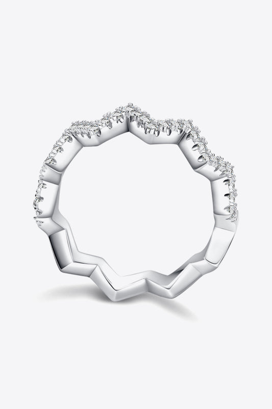 Sparkala™ Wavy Band Ring (Platinum Over Pure Sterling Silver)