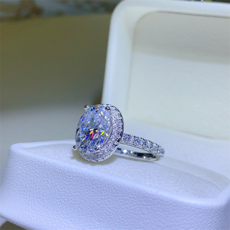 5 Carat Oval-Cut Sparkala™ Moissanite Pure Sterling Silver Ring