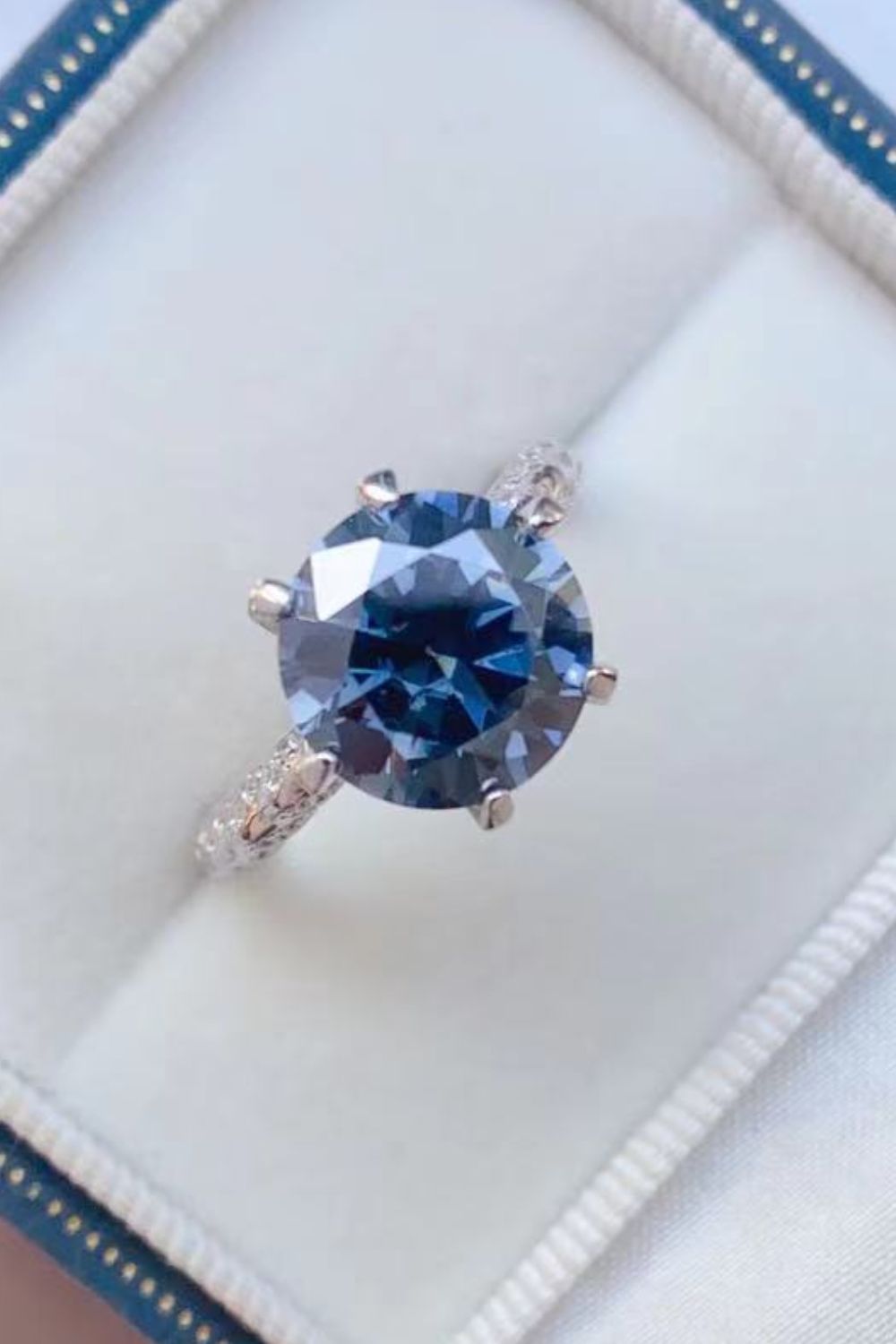 5 Carat Cobalt Blue Blue Brilliant Round Cut Sparkala™ Platinum Over Pure Sterling Silver Ring
