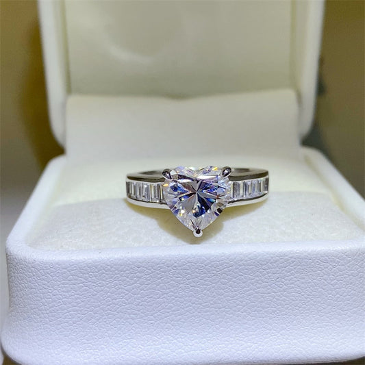 3 Carat Moissanite Pure Sterling Silver Ring - Sparkala