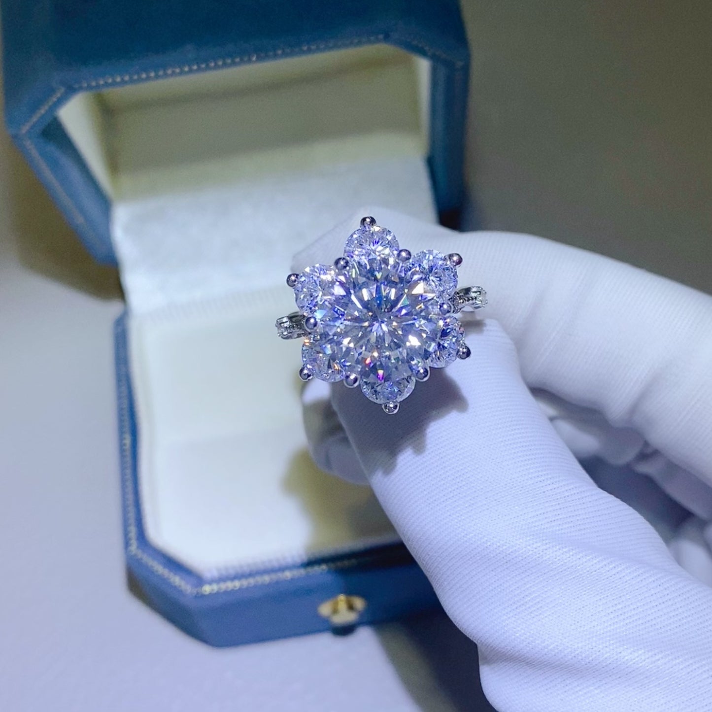 5 Carat Floral Sparkala™ Moissanite Pure Sterling Silver Ring