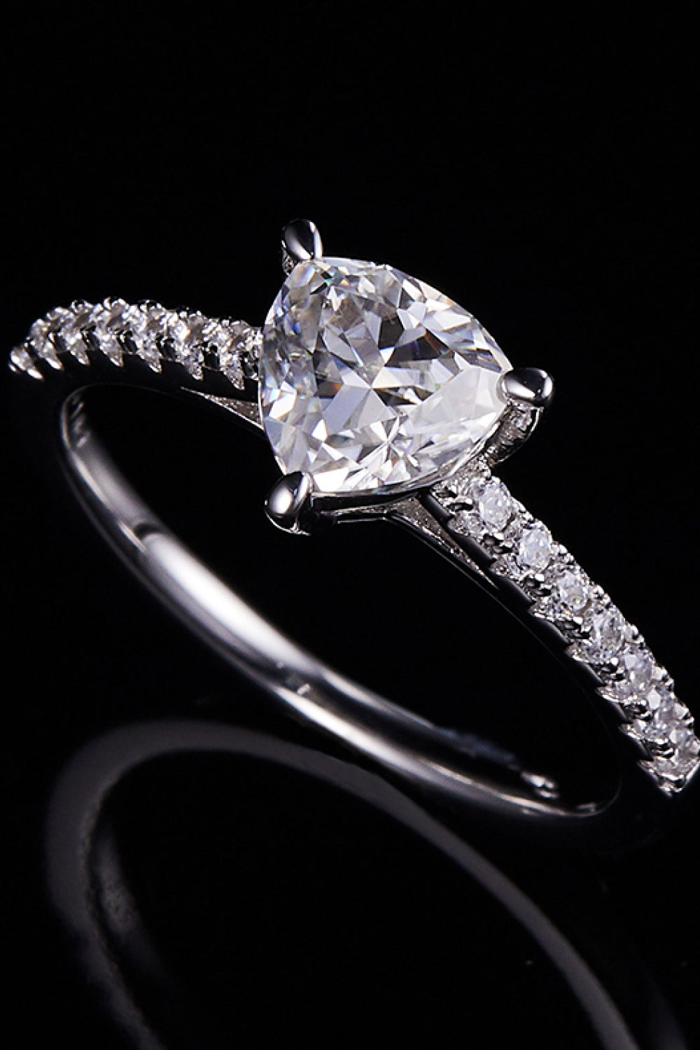 1 Carat Trillion-Cut Moissanite Platinum Over Pure Sterling Silver Ring - Sparkala