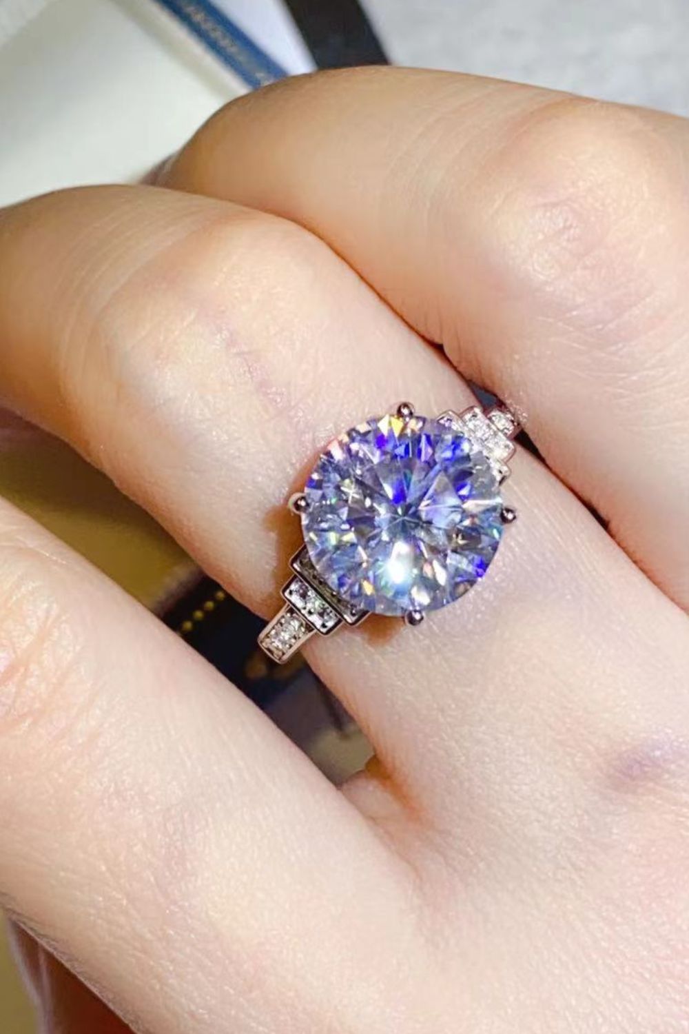 5 Carat Brilliant Round Cut Sparkala™ Moissanite Platinum Over Pure Sterling Silver Ring