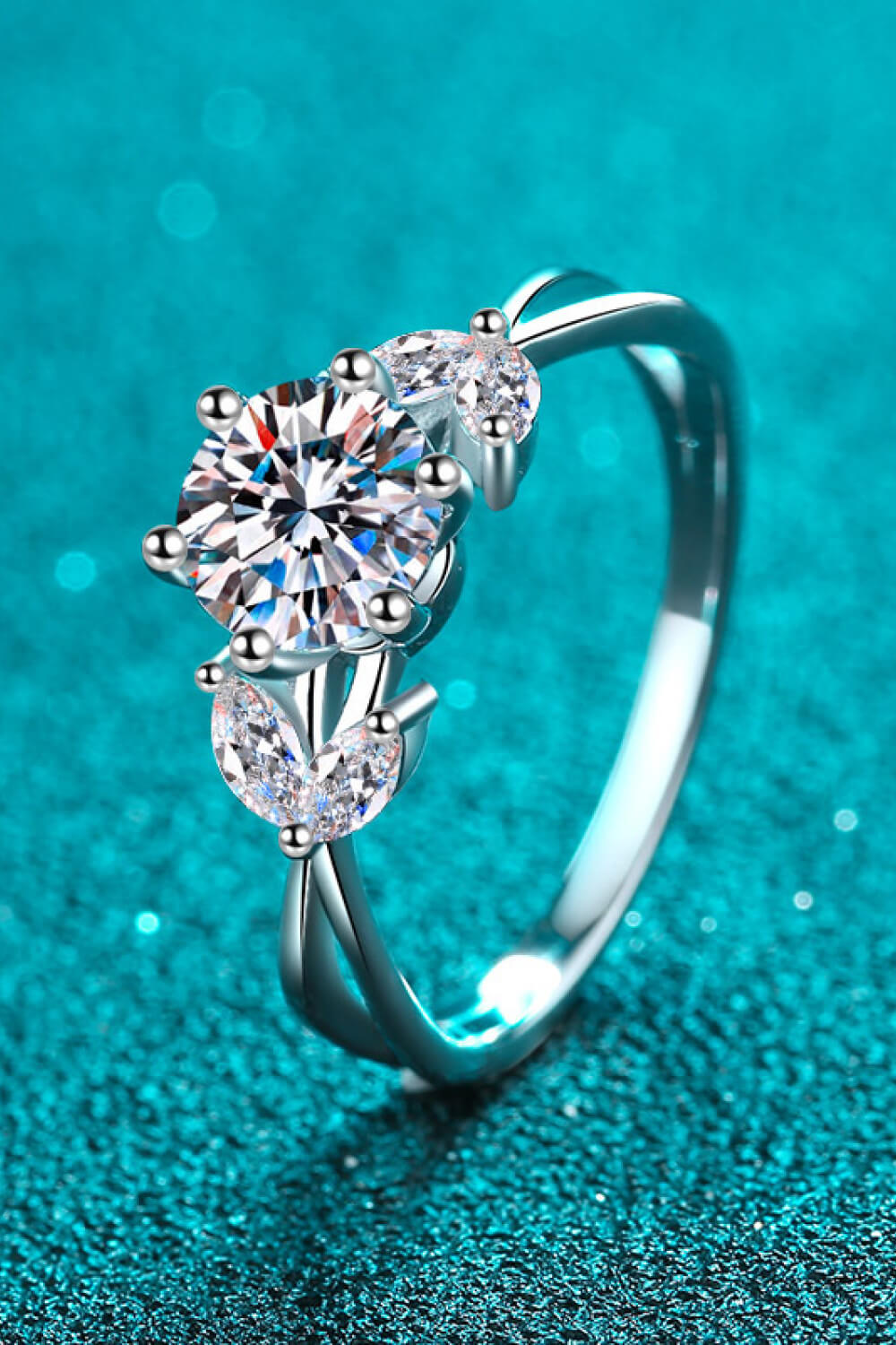 Come With Me 1 Carat Brilliant Round Cut Sparkala™ Moissanite Ring (Rhodium Over Pure Sterling Silver)