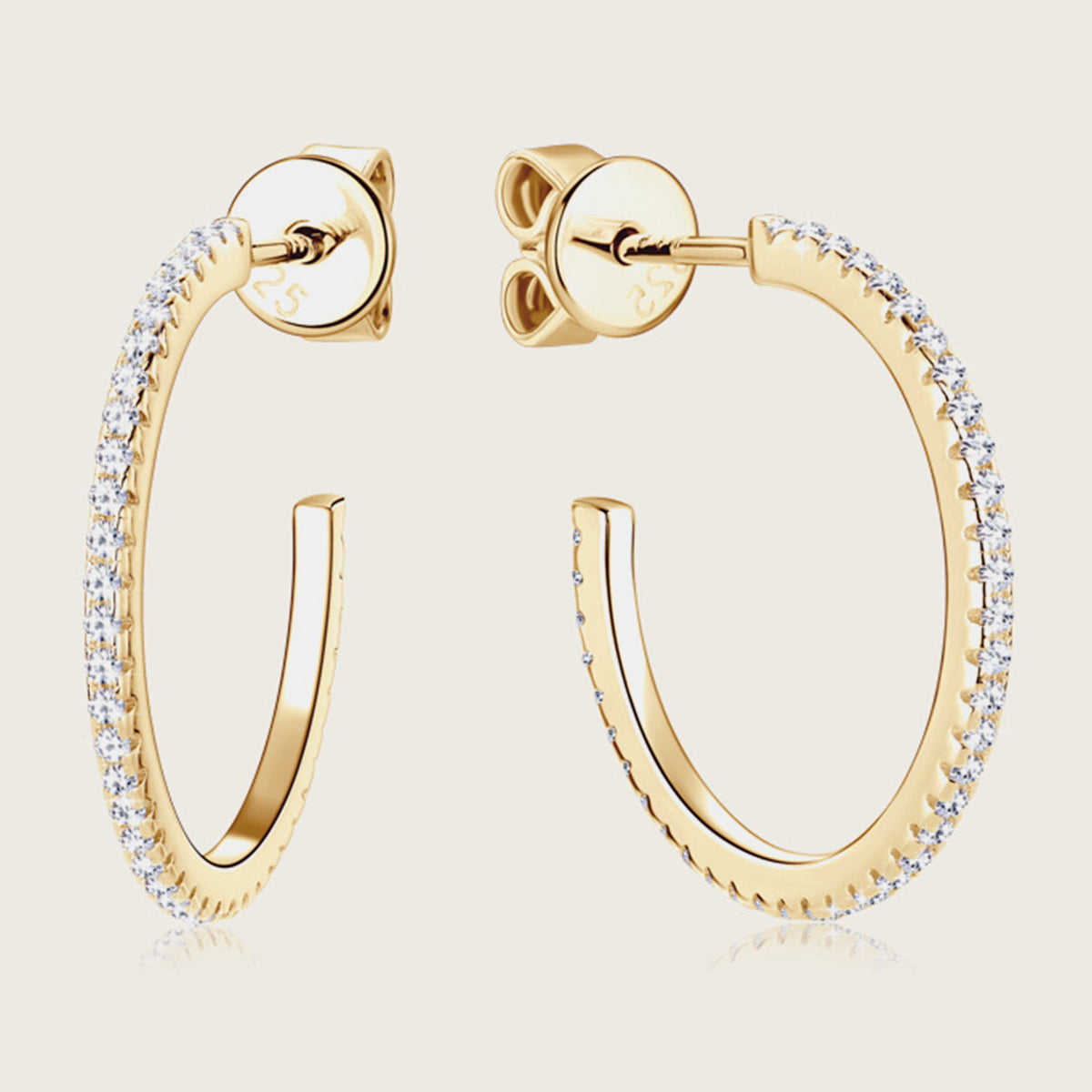 Inlaid Moissanite Pure Sterling Silver C-Hoop Earrings - Sparkala