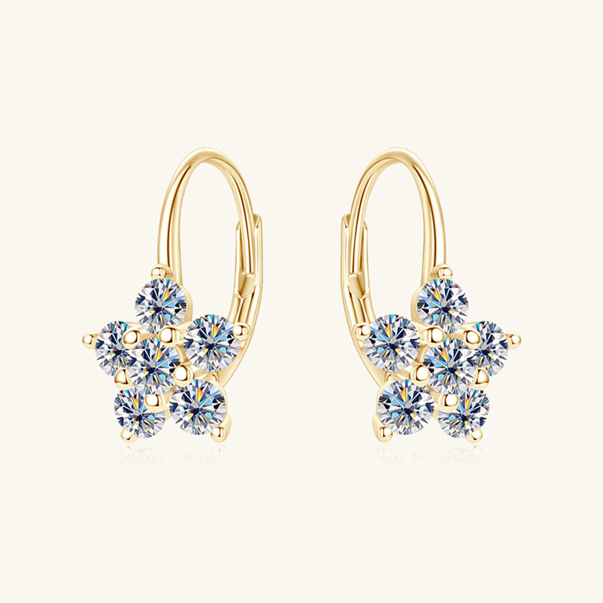 1.2 Carat Pure Sterling Silver Moissanite Flower Huggie Earrings - Sparkala