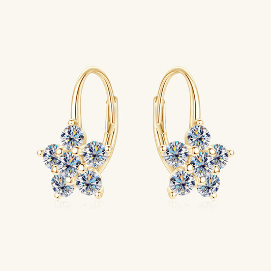 1.2 Carat Pure Sterling Silver Moissanite Flower Huggie Earrings - Sparkala