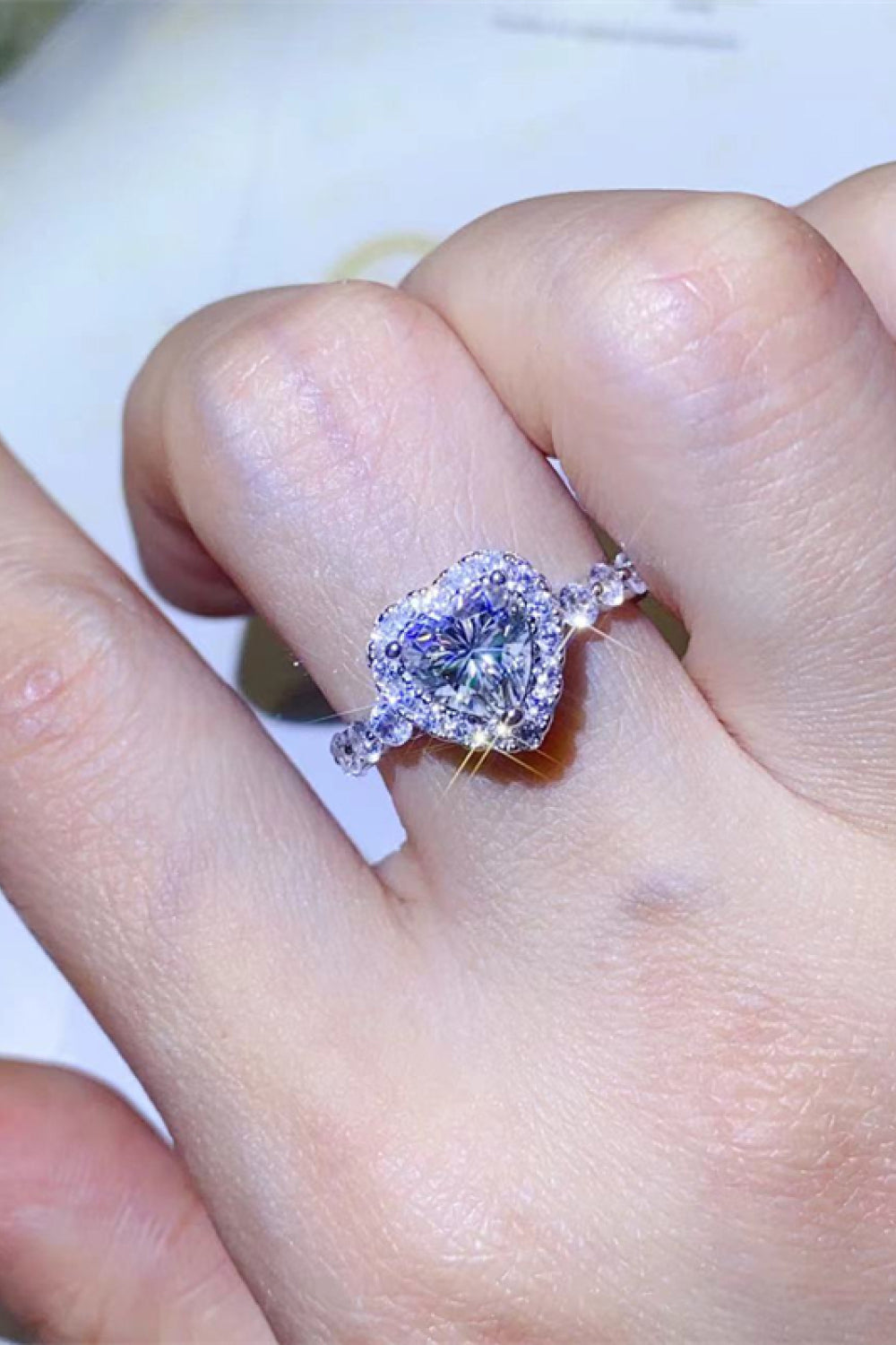 1 Carat Moissanite Heart Ring - Sparkala