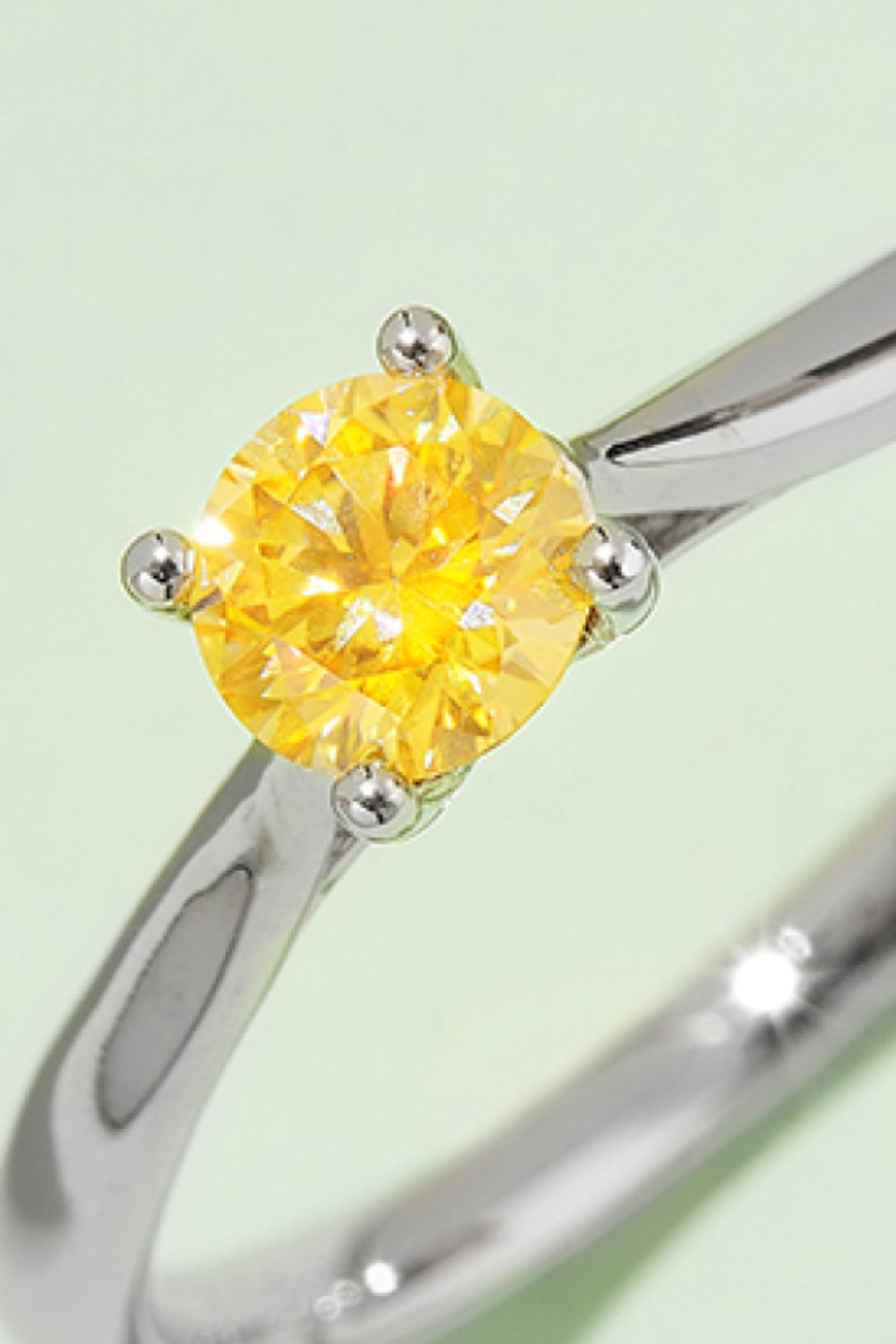 Sparkala™ Contrast Platinum Over Pure Sterling Silver Solitaire Ring (Yellow, Pink, or Blue)