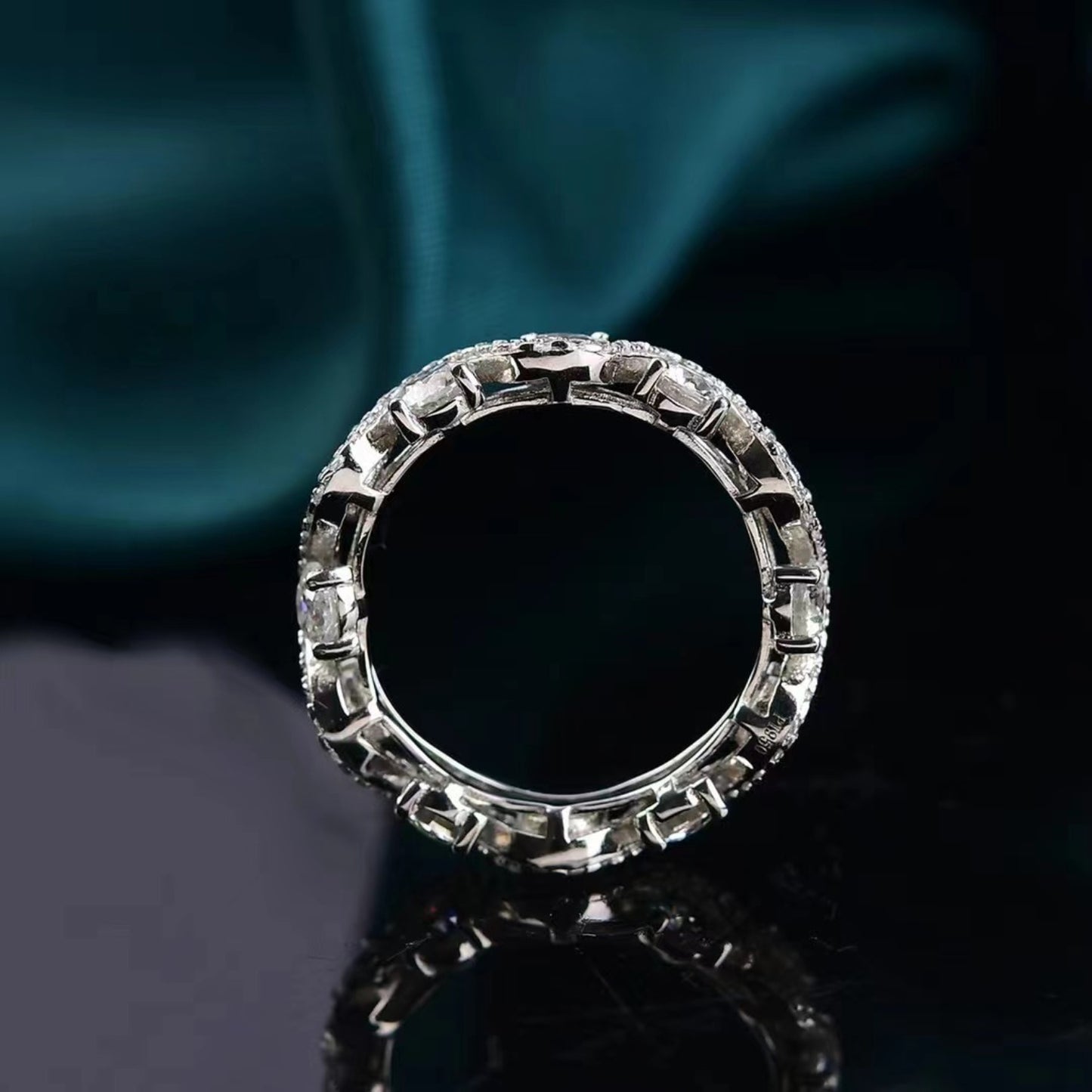 Sparkala™ Moissanite Eternity Platinum Over Pure Sterling Silver Ring