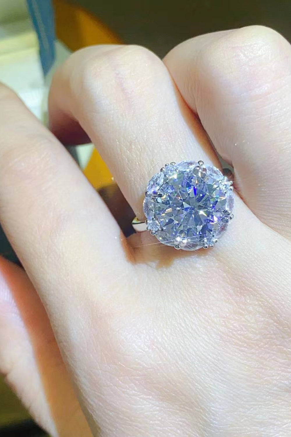 5 Carat Brilliant Round Cut Sparkala™ Moissanite Platinum Over Pure Sterling Silver Ring