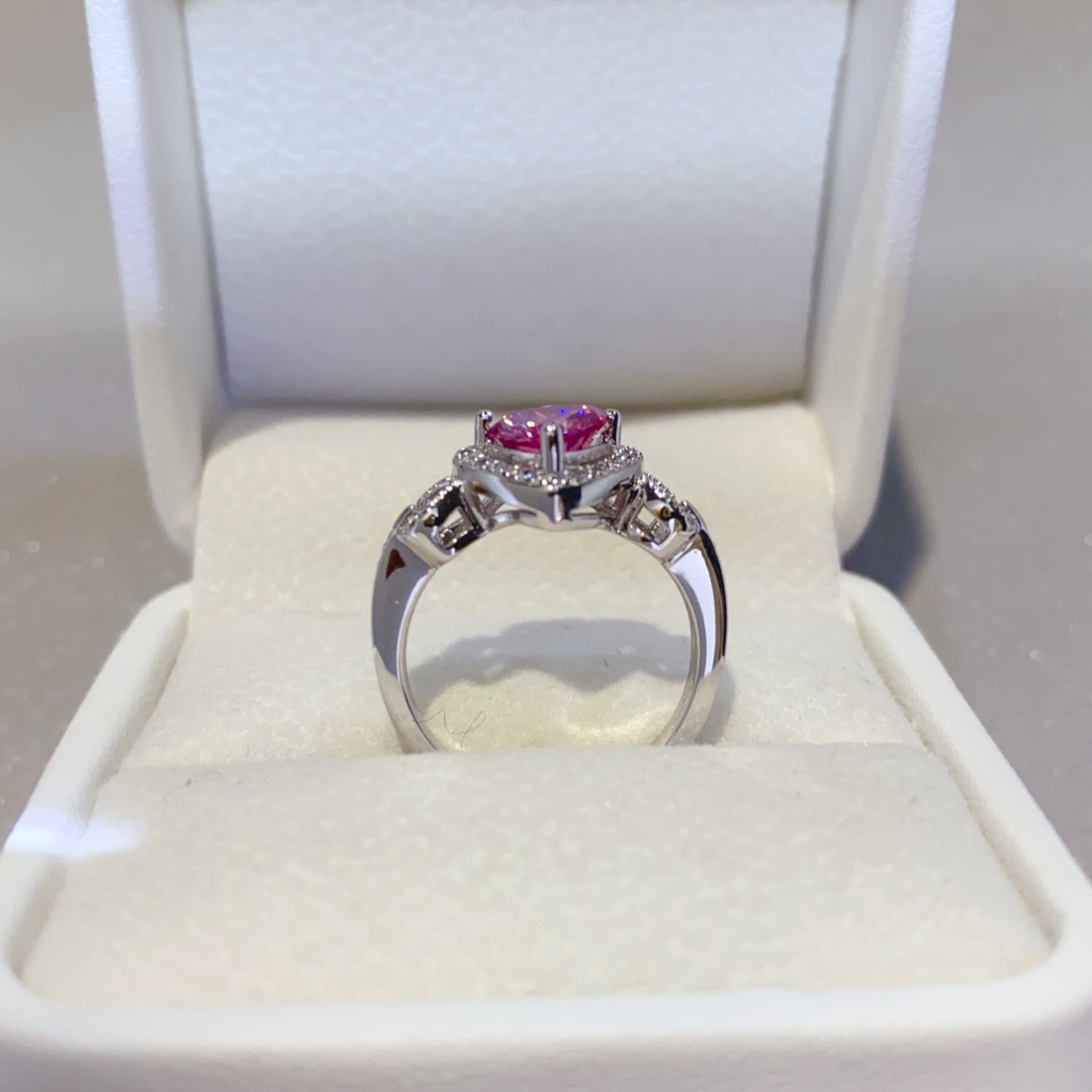1 Carat Heart-Shaped Pink Pink Moissanite Pure Sterling Silver Ring - Sparkala