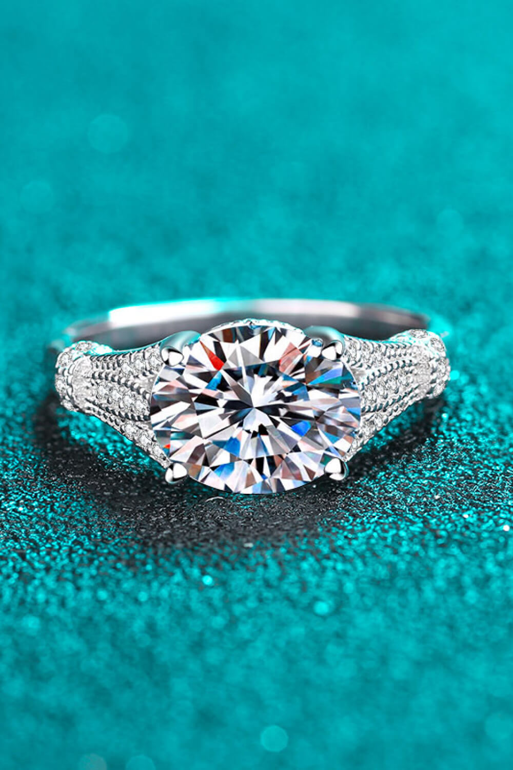 Beautiful Day 3 Carat Brilliant Round Cut Sparkala™ Moissanite Ring