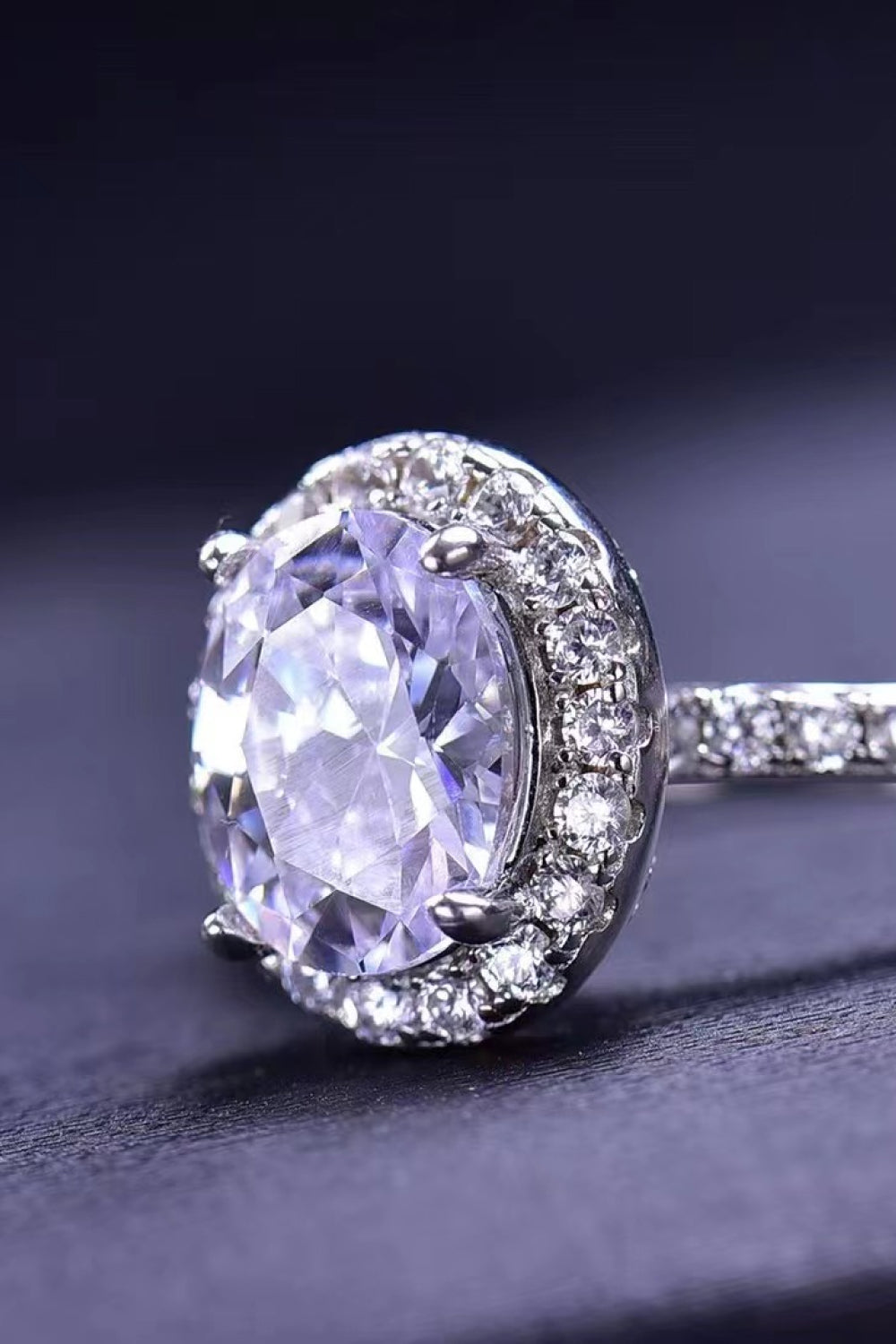 2 Carat Oval-Cut Moissanite Ring (Platinum Over Pure Sterling Silver) - Sparkala