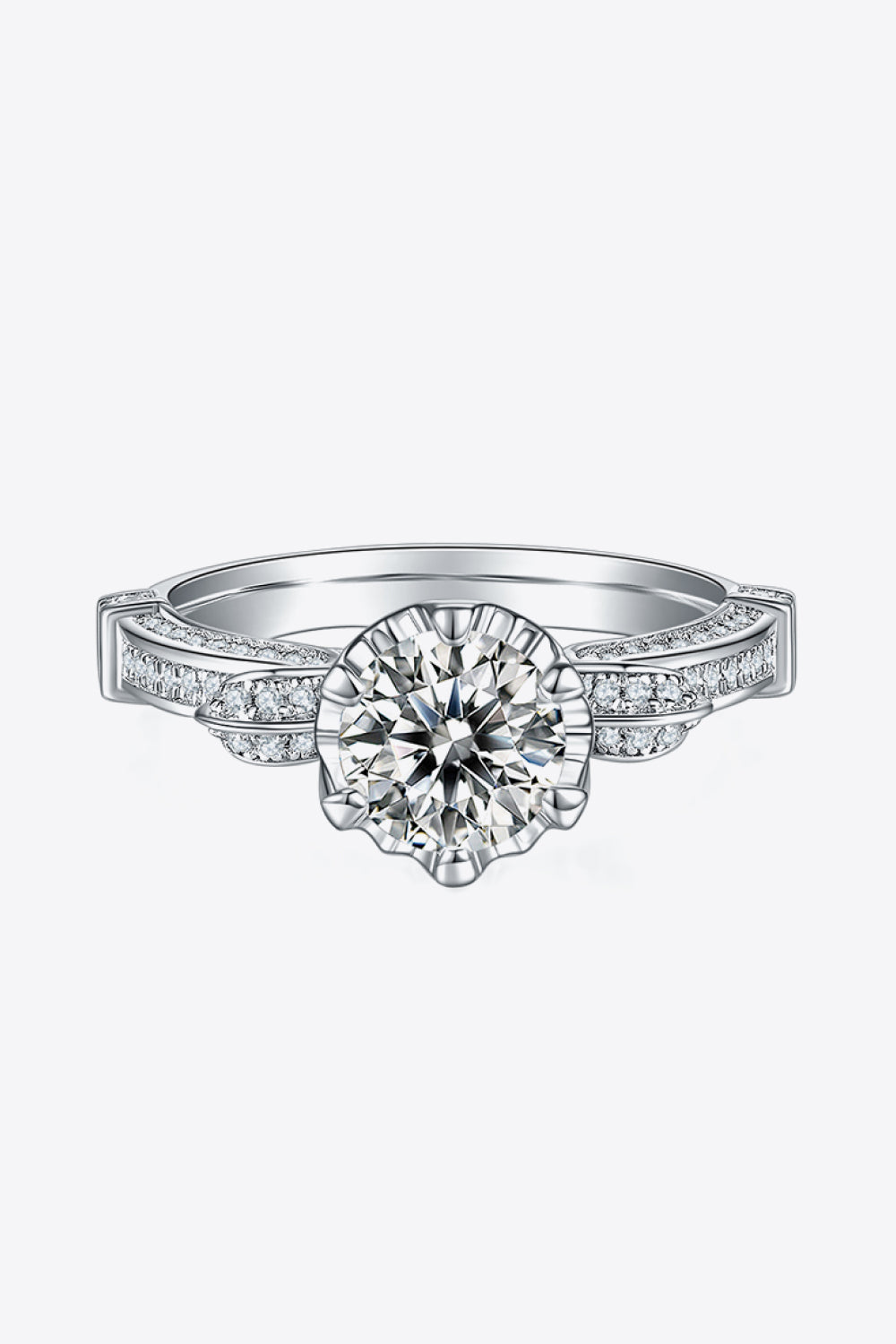 Adored 1 Carat Brilliant Round Cut Sparkala™ Moissanite Platinum Over Pure Sterling Silver Ring