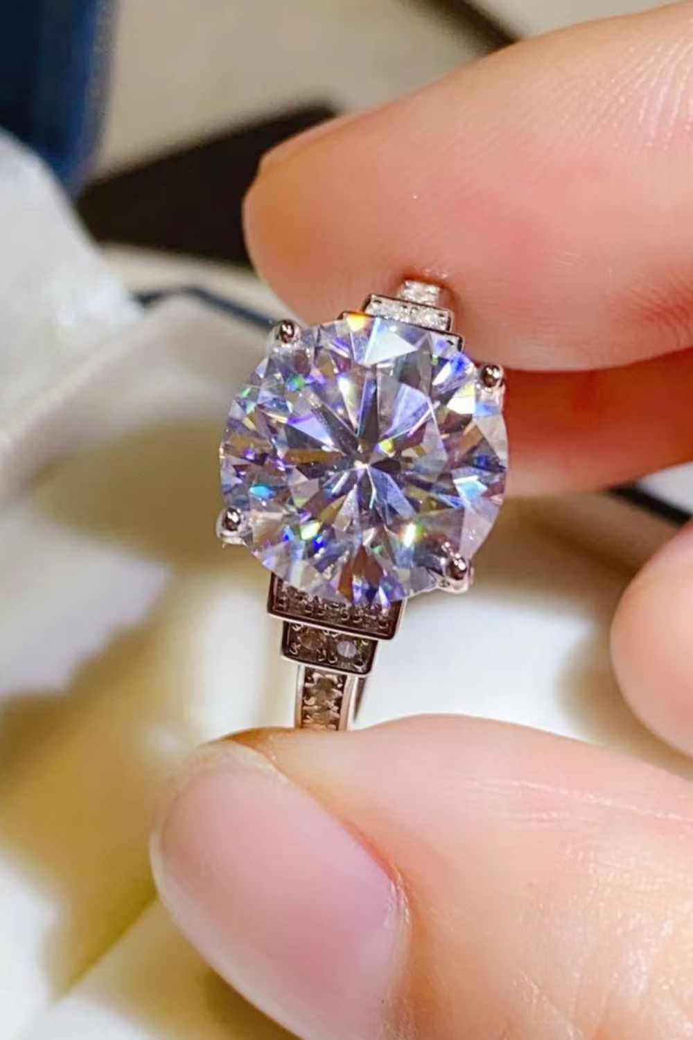 5 Carat Brilliant Round Cut Sparkala™ Moissanite Platinum Over Pure Sterling Silver Ring