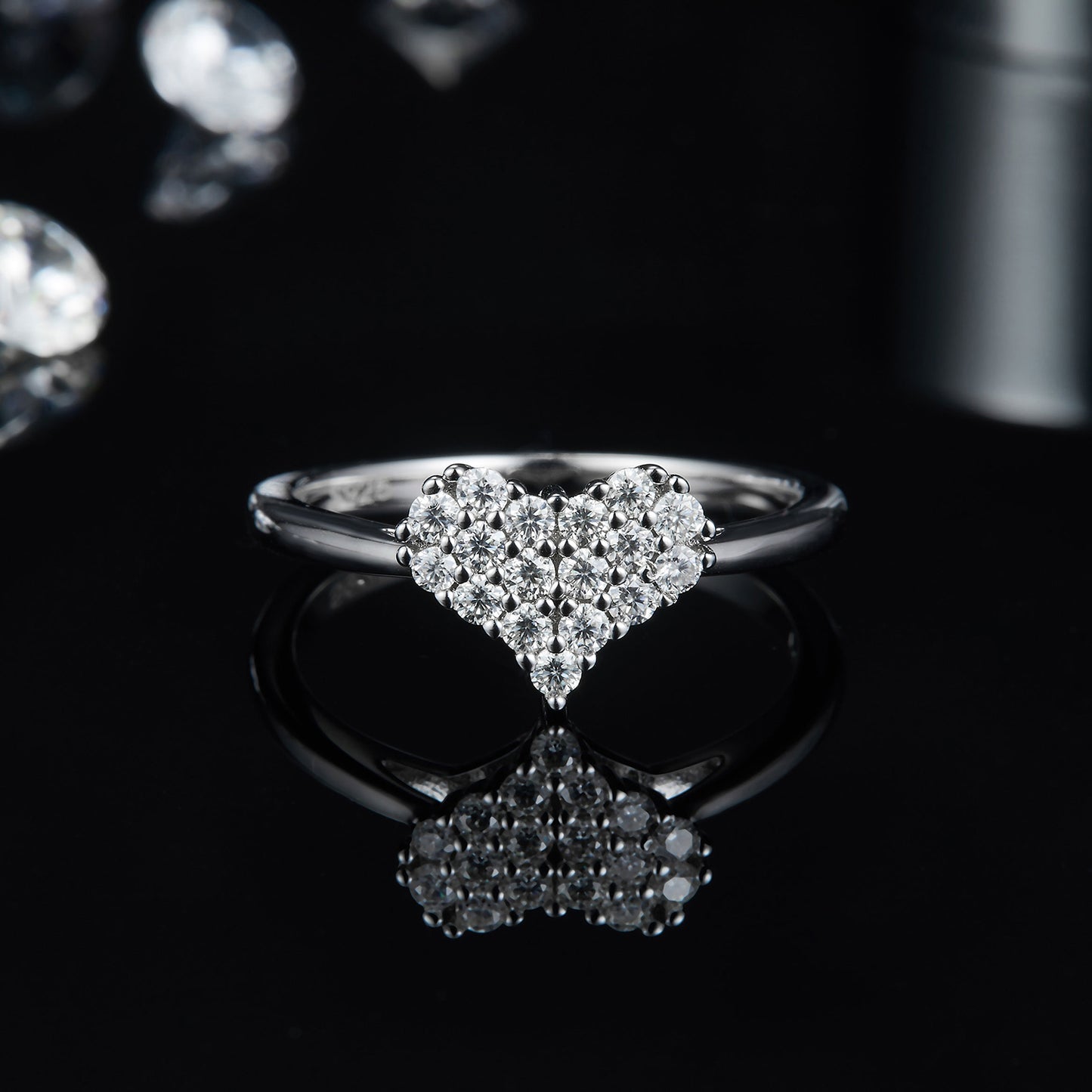 Sparkala™ Moissanite Pure Sterling Silver Heart Ring