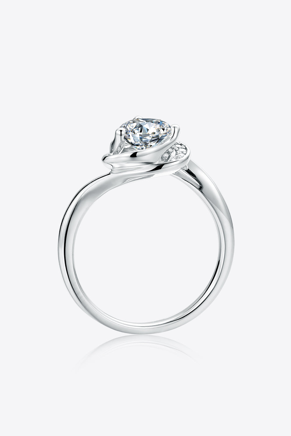 1 Carat Moissanite Platinum Over Pure Sterling Silver Heart Ring - Sparkala