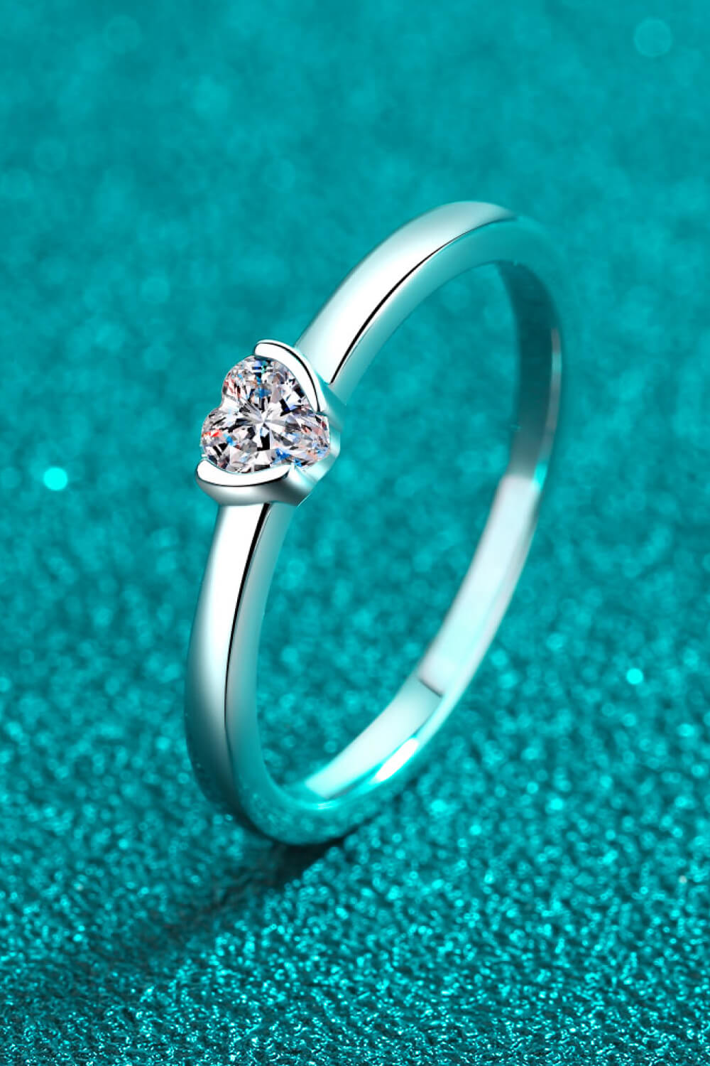 Heart-Shaped Moissanite Solitaire Ring - Sparkala