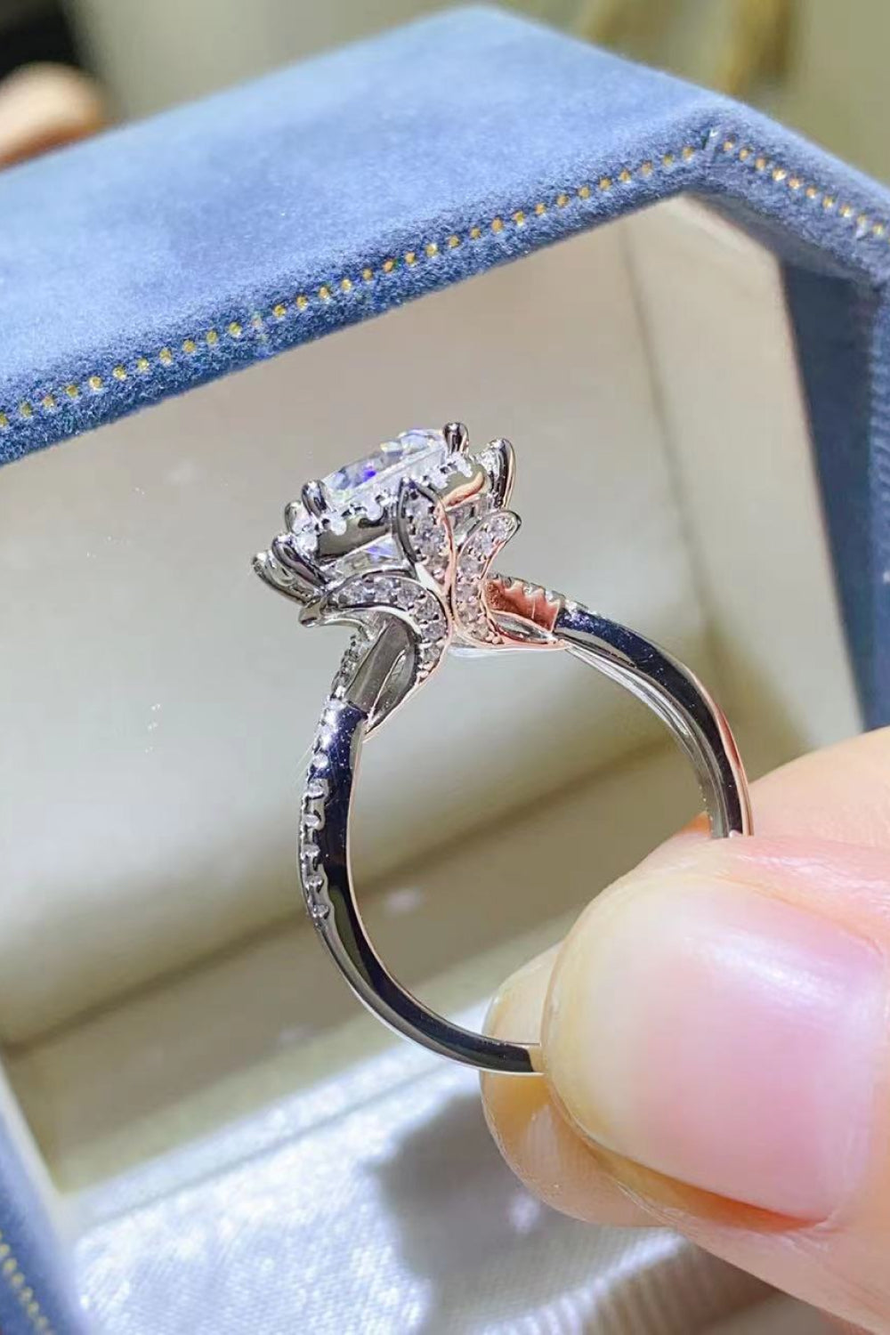 2 Carat Round Brilliant Cut Moissanite Platinum Over Pure Sterling Silver Ring - Sparkala