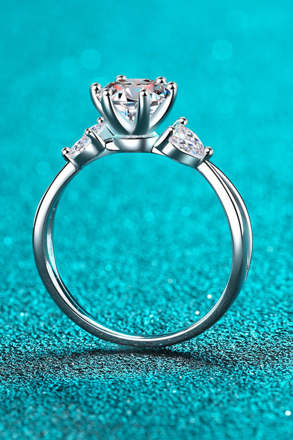Come With Me 1 Carat Brilliant Round Cut Sparkala™ Moissanite Ring (Rhodium Over Pure Sterling Silver)