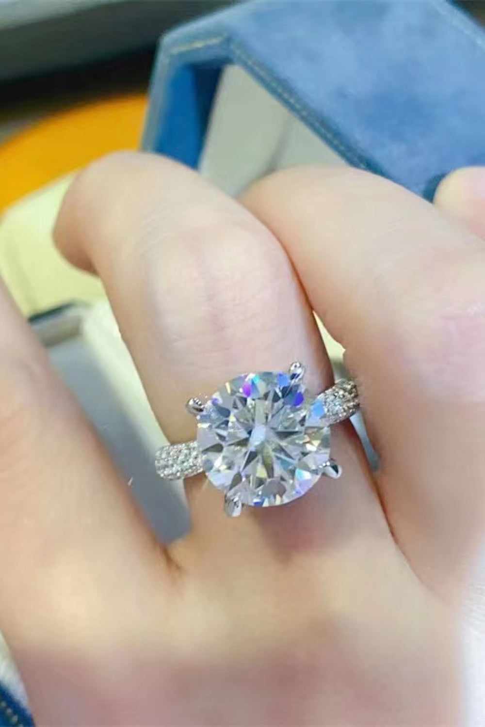 5 Carat Brilliant Round Cut Sparkala™ Moissanite Platinum Over Pure Sterling Silver Ring