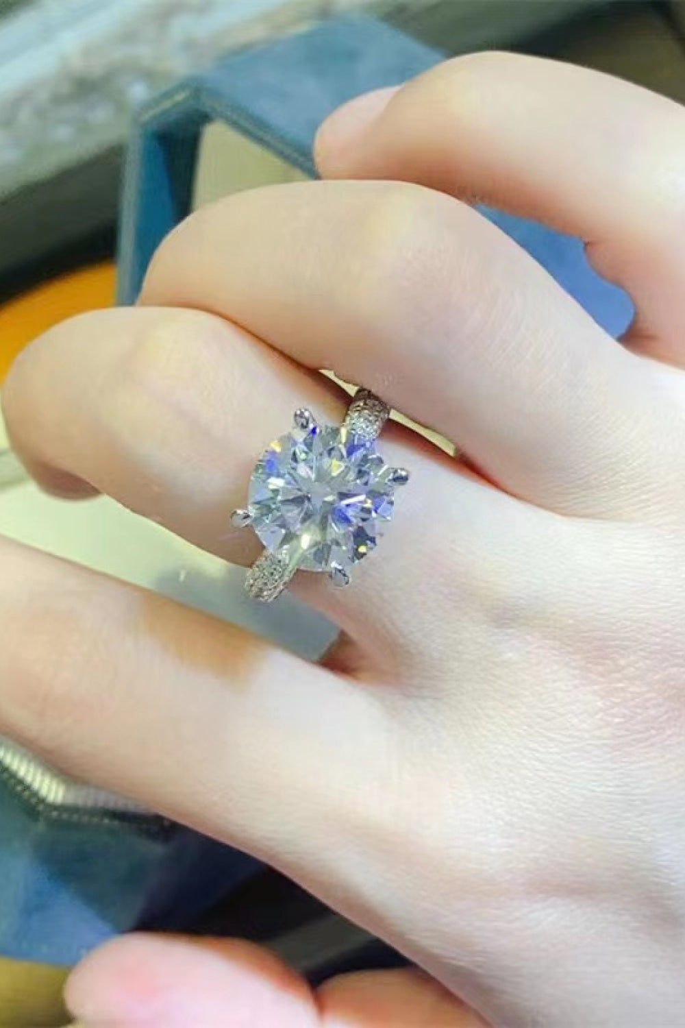 5 Carat Brilliant Round Cut Sparkala™ Moissanite Platinum Over Pure Sterling Silver Ring