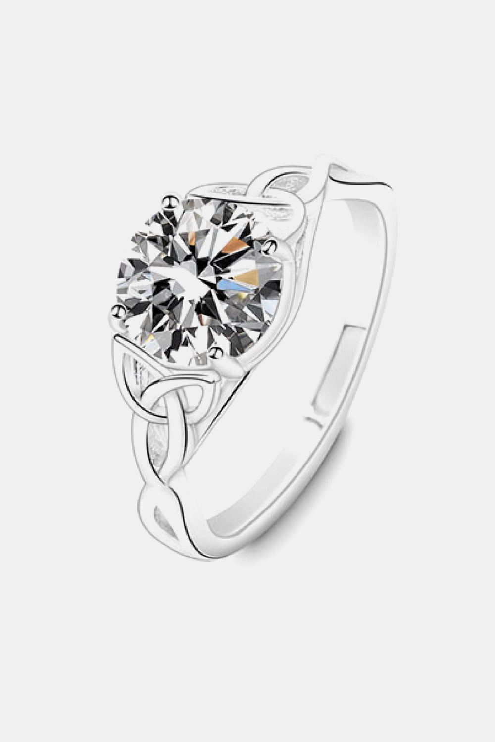 2 Carat Round Brilliant Cut Moissanite Platinum Over Pure Sterling Silver Ring - Sparkala