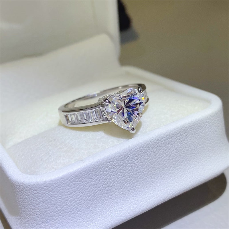 3 Carat Moissanite Pure Sterling Silver Ring - Sparkala