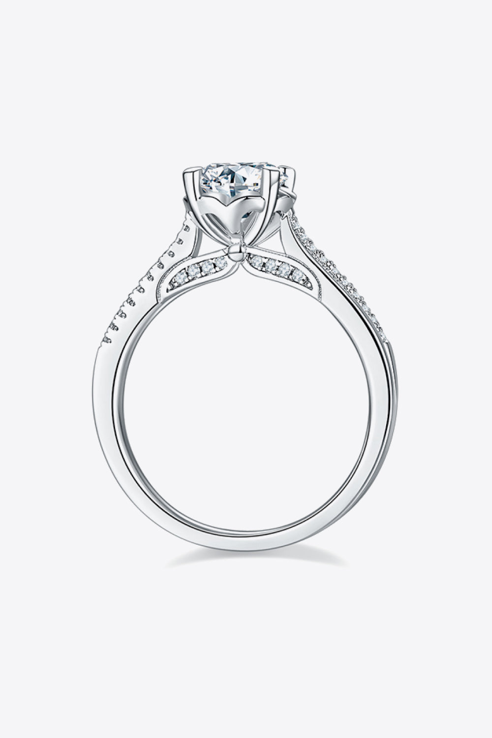Adored 1 Carat Brilliant Round Cut Sparkala™ Platinum Over Pure Sterling Silver Side Stone Ring