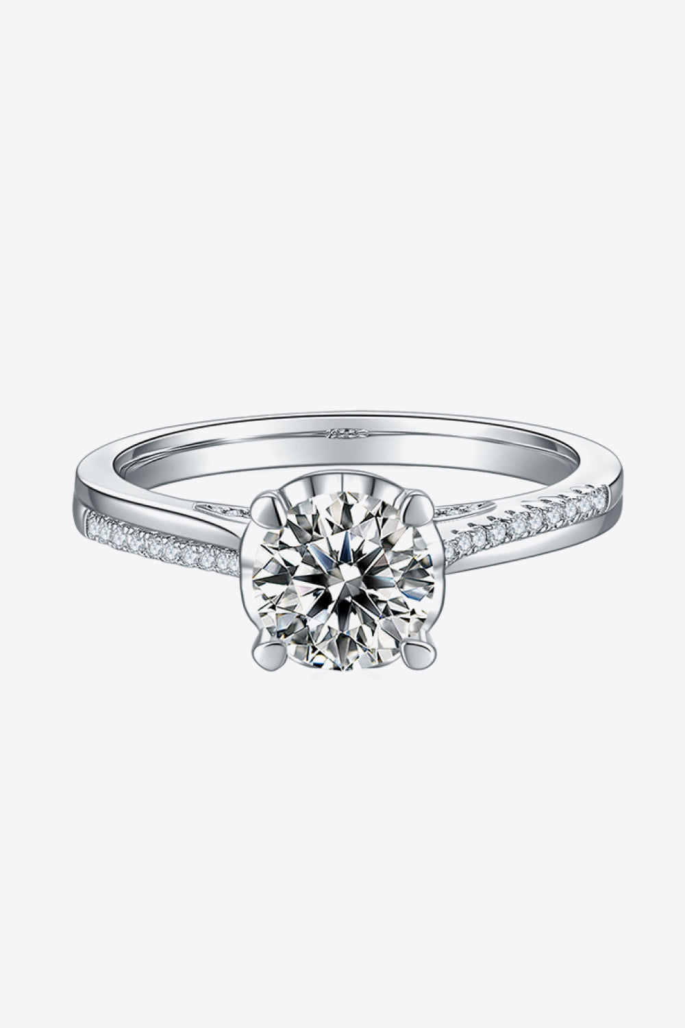 Adored 1 Carat Brilliant Round Cut Sparkala™ Platinum Over Pure Sterling Silver Side Stone Ring