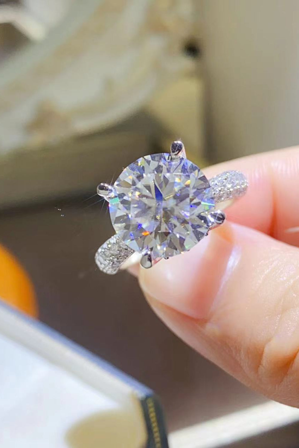 5 Carat Brilliant Round Cut Sparkala™ Moissanite Platinum Over Pure Sterling Silver Ring