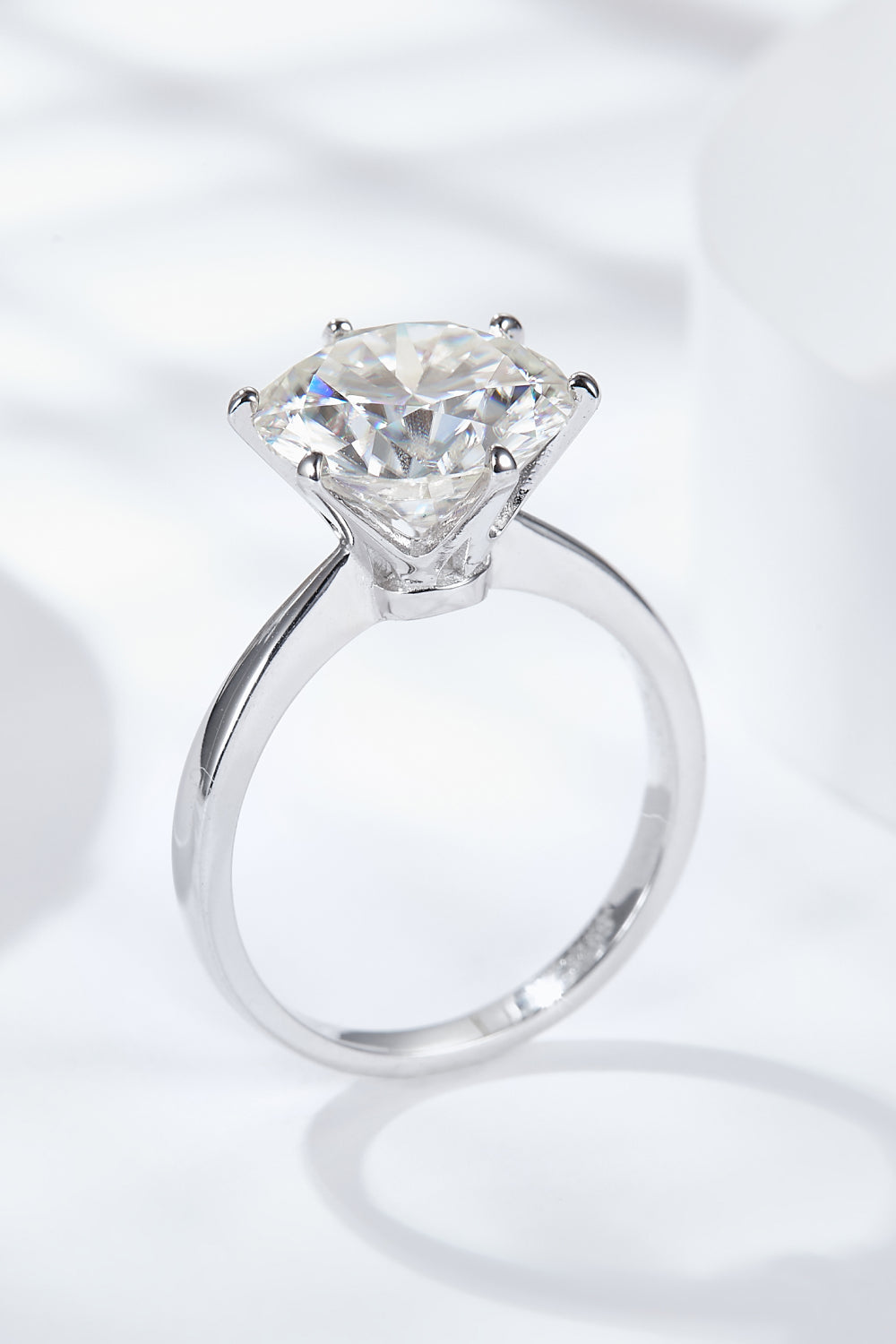 Platinum-Plated 5 Carat Brilliant Round Cut Sparkala™ Moissanite Solitaire Ring
