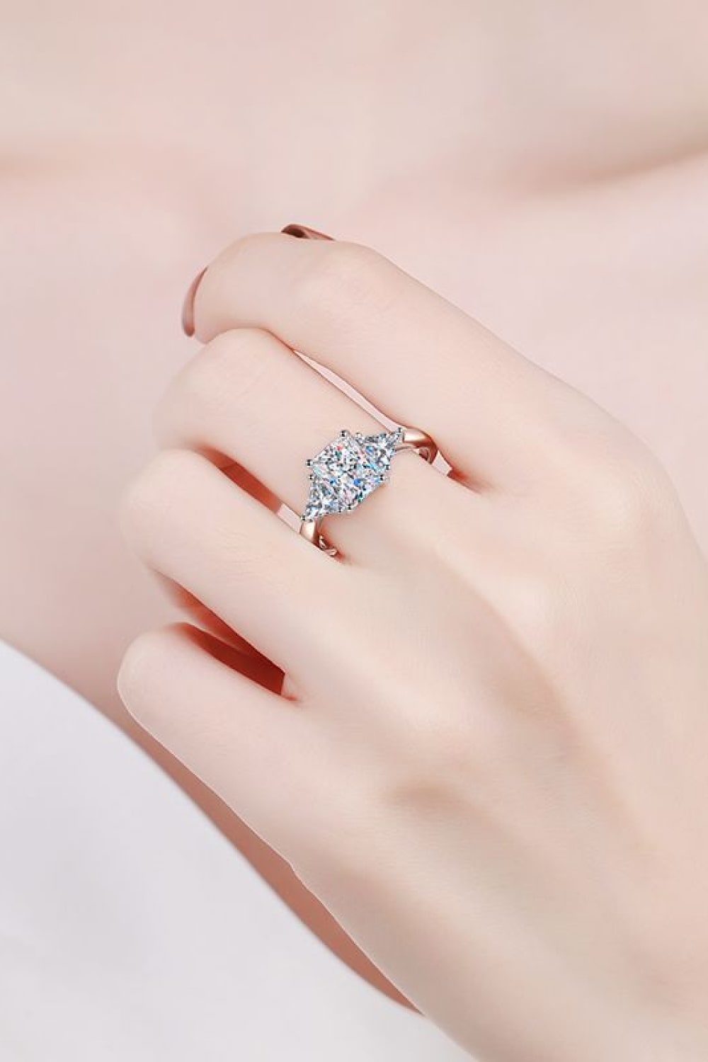 3 Carat Radiant-Cut Moissanite 925 Sterling Silver Rhodium-Plated Ring - Sparkala