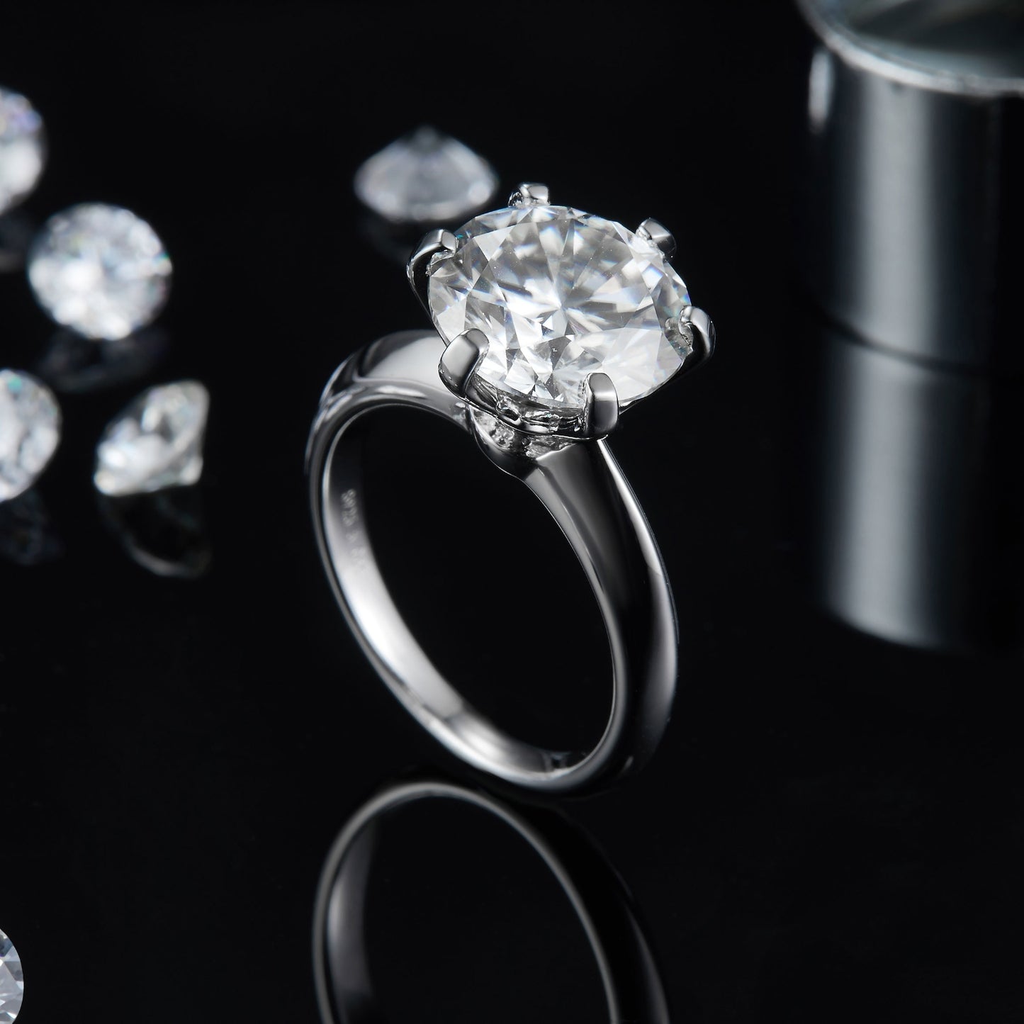 5 Carat Brilliant Round Cut Sparkala™ Moissanite Platinum Over Pure Sterling Silver Ring