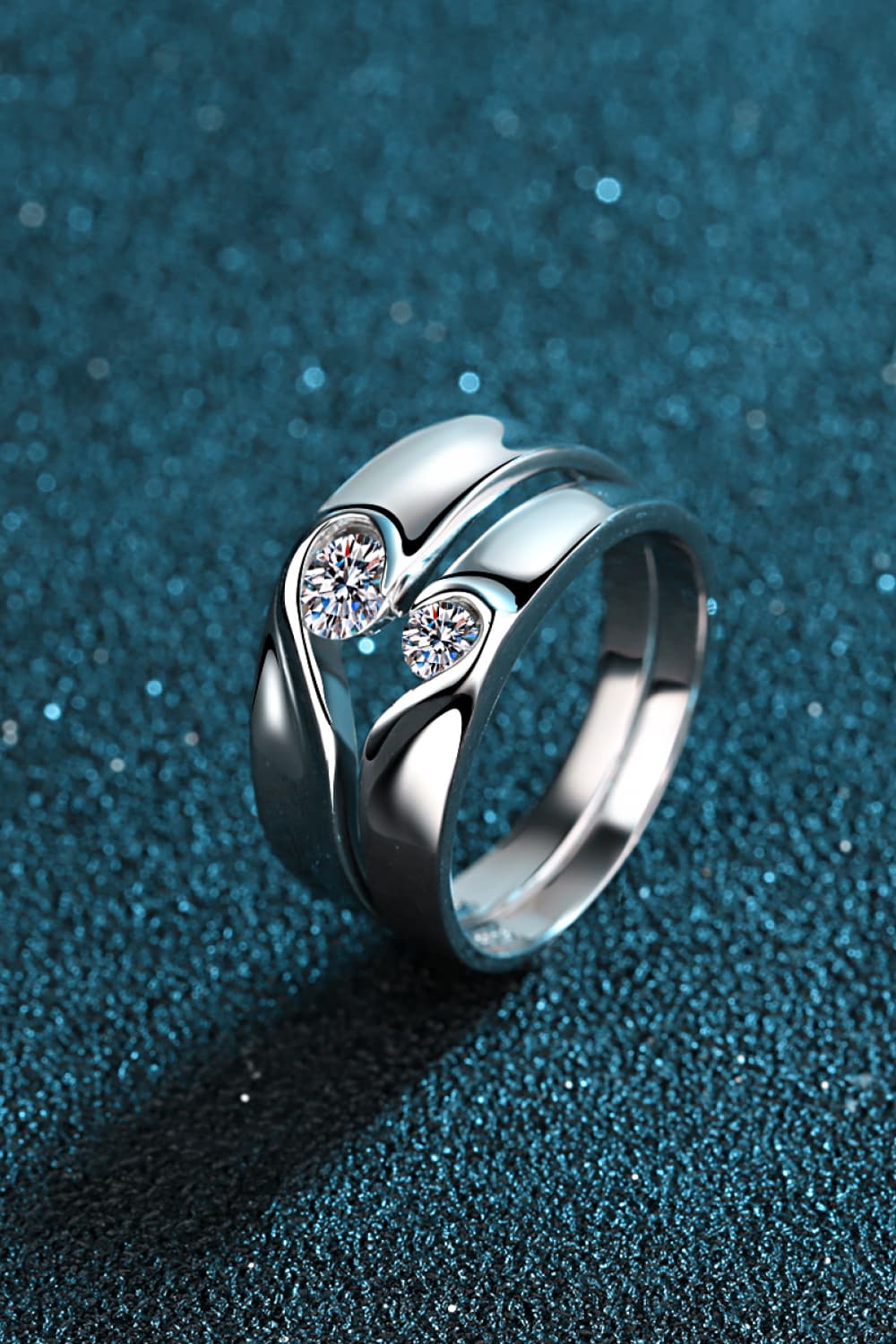 Sparkala™ Moissanite Rhodium-Plated Inlaid Swirl Ring