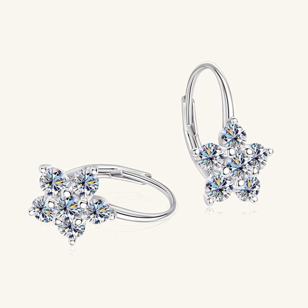1.2 Carat Pure Sterling Silver Moissanite Flower Huggie Earrings - Sparkala
