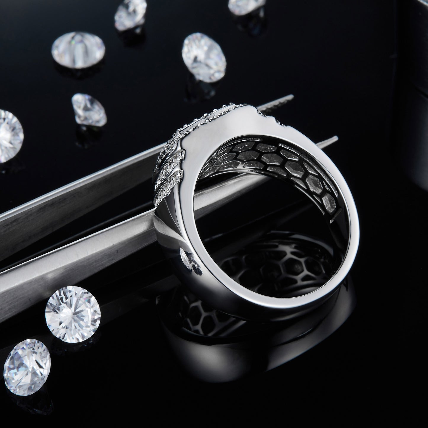 Sparkala™ Moissanite Platinum Over Pure Sterling Silver Ring