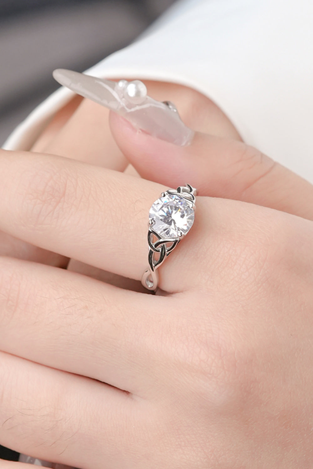 2 Carat Round Brilliant Cut Moissanite Platinum Over Pure Sterling Silver Ring - Sparkala