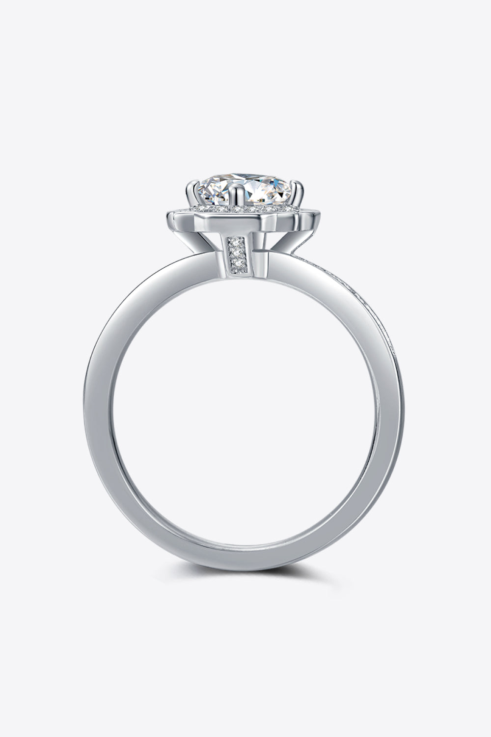 1 Carat Moissanite Platinum Over Pure Sterling Silver Halo Ring - Sparkala