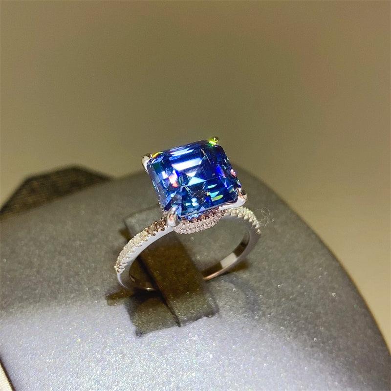 5 Carat Blue Sparkala™ Moissanite Sterling Silver Ring