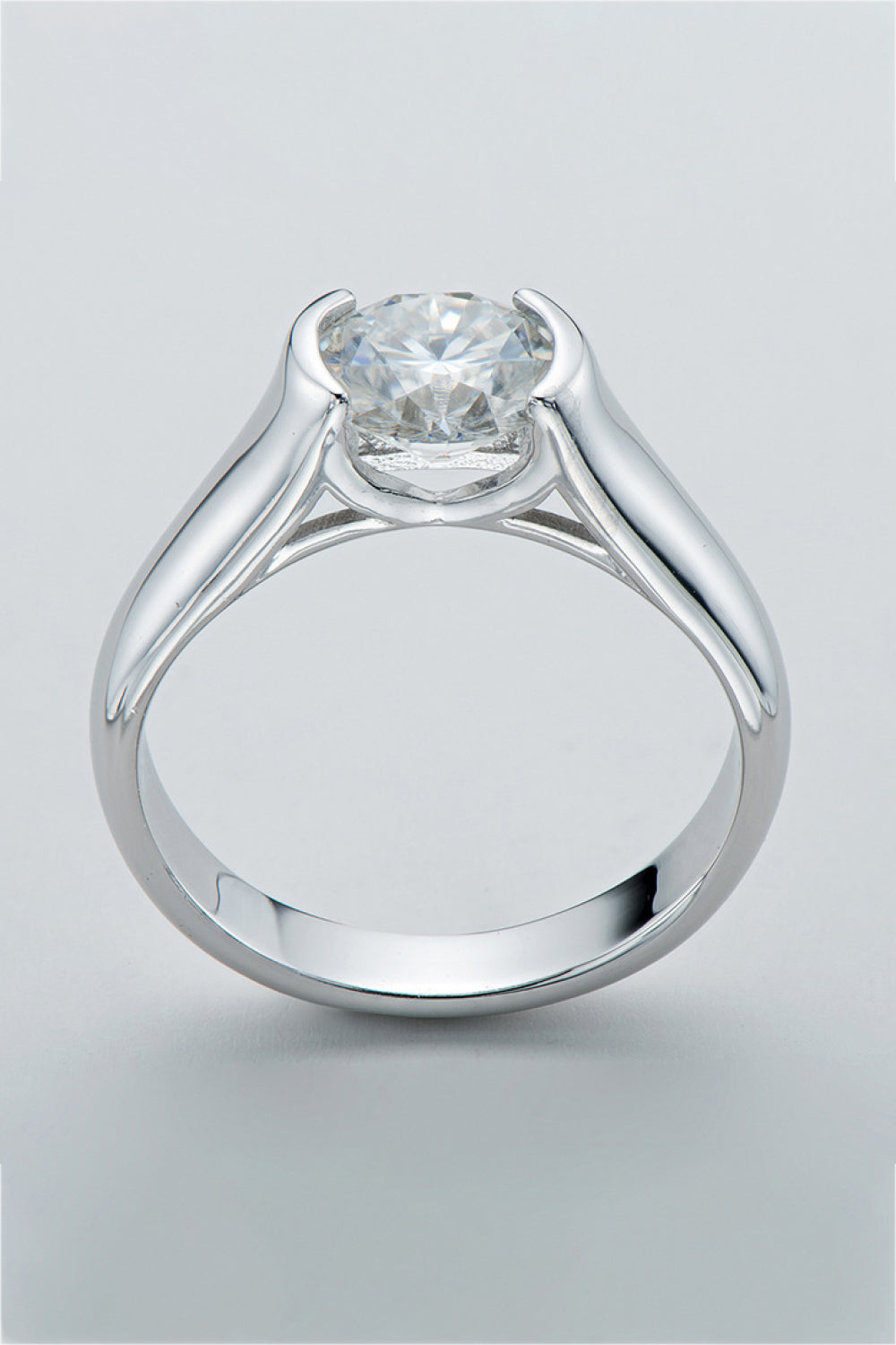 Looking Good 2 Carat Brilliant Round Cut Sparkala™ Moissanite Platinum Over Pure Sterling Silver Ring