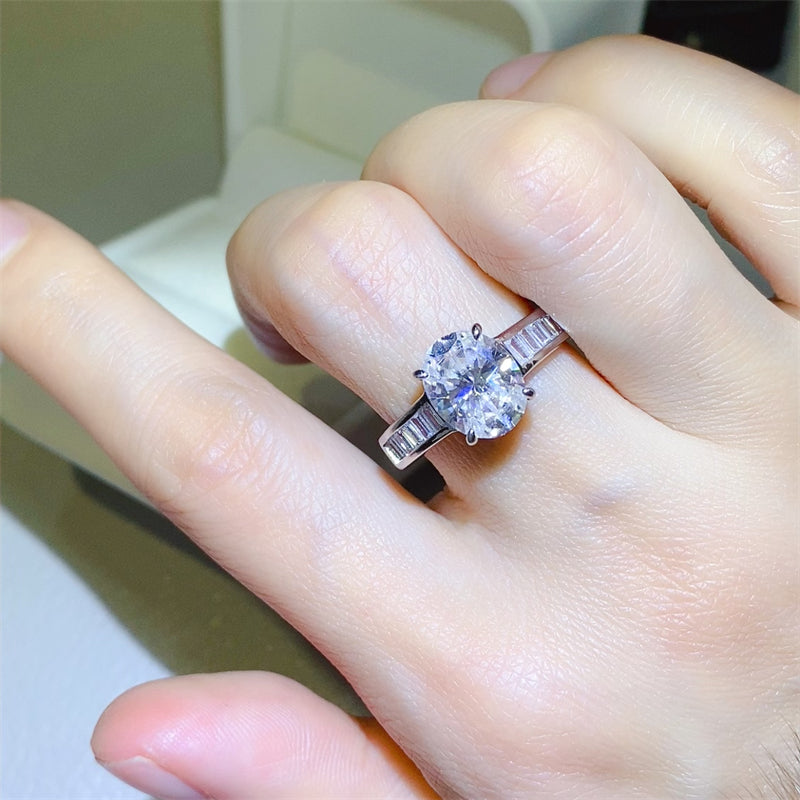 3 Carat Oval-Cut Moissanite Pure Sterling Silver Ring - Sparkala