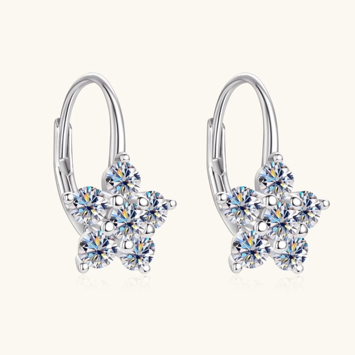 1.2 Carat Pure Sterling Silver Moissanite Flower Huggie Earrings - Sparkala