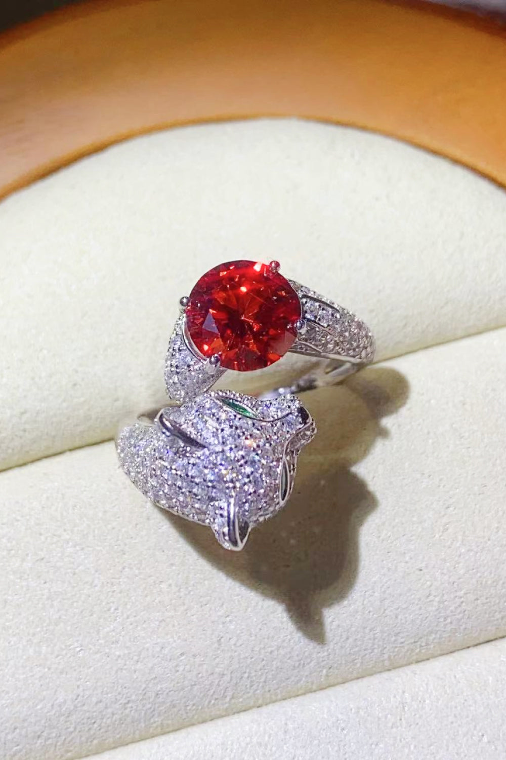 2 Carat Red Moissanite Adjustable Animal Ring - Sparkala